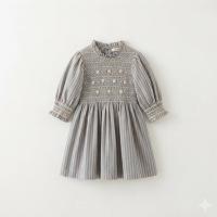 Bonjour Diary 藍色條紋褶皺襯衫- Handsmocks blouse Transat stripe