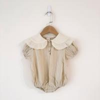 翻領壓紋包屁衣 BEIGE