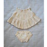 Pleated Skirt & Panty, Natural Crochet