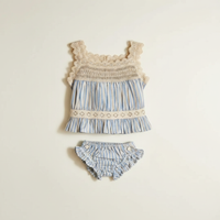 BONJOUR DIARY TOP & PANTY - Blue transat stripe