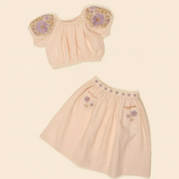 Apolina 肩膀刺繡泡泡袖上衣短裙套裝 VELMA SKIRT SET - BLUSH