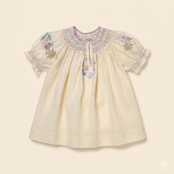 米色刺繡工藝裙 image 1 of 0