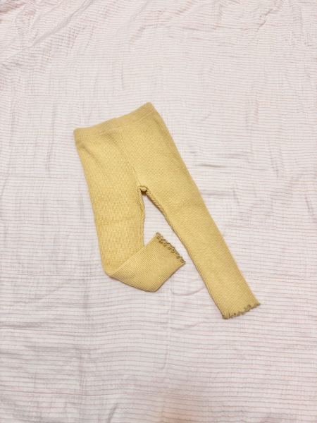 Pippi+Lotta 羅紋莫代爾棉捲邊 leggings-黃色 image 1 of 0