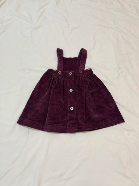 燈芯絨刺繡吊帶裙 紫色 image 1 of 0