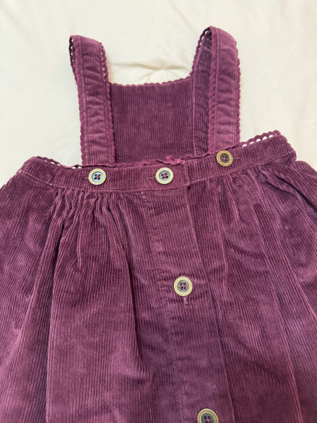 燈芯絨刺繡吊帶裙 紫色 image 1 of 0