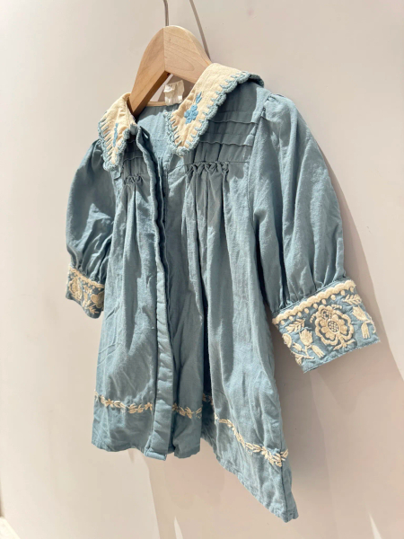 藍色經典刺繡洋裝 image 1 of 0