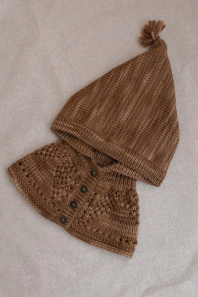 全新lace yoke balaclava . cocoa / iver and isla image 1 of 0