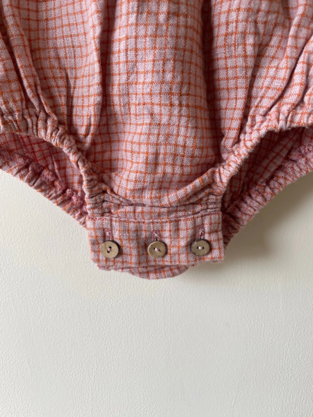 亞麻襯衫長袖包屁衣- Powder Gingham image 1 of 0