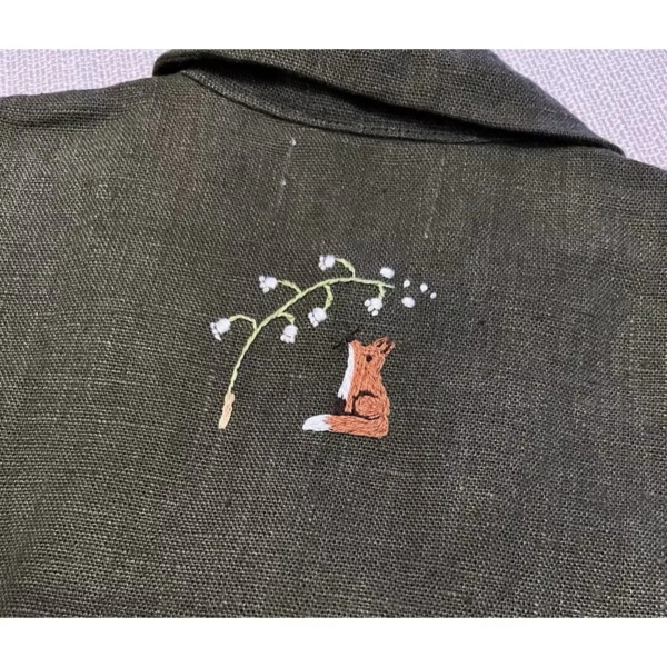 All The Beautiful Linen手工狐狸刺繡外套/ 1-2y image 1 of 0