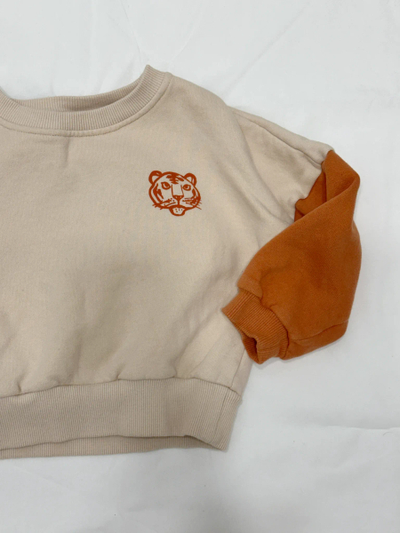Two-tone organic cotton sweatshirt greige image 1 of 0