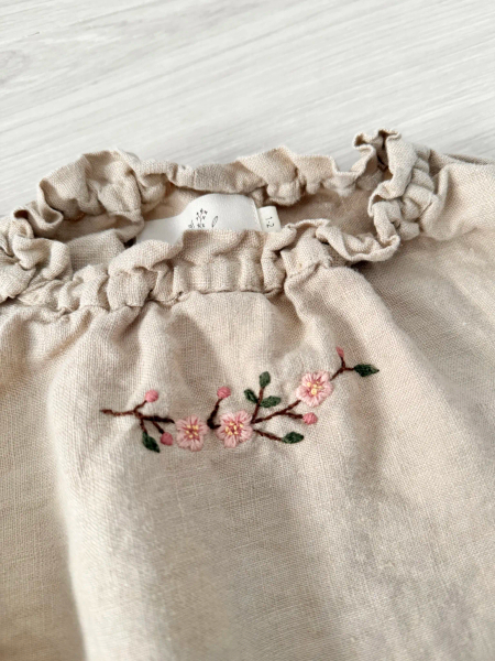 Sand Parachute Linen Tunic exclusive embroidery cherry bloosom image 1 of 0