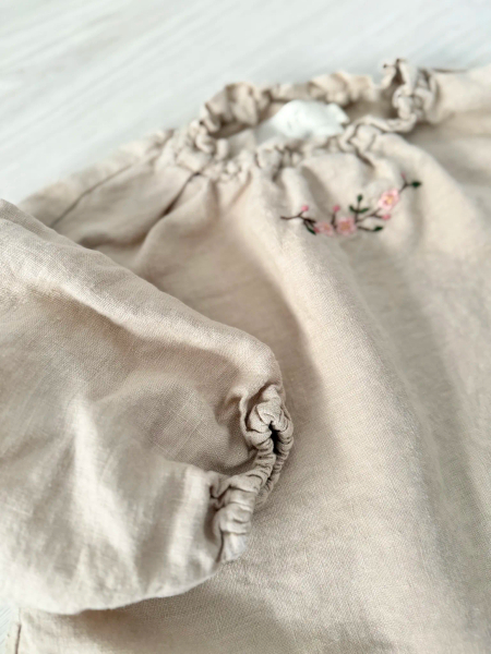 Sand Parachute Linen Tunic exclusive embroidery cherry bloosom image 1 of 0