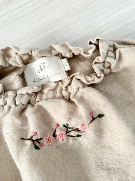 Sand Parachute Linen Tunic exclusive embroidery cherry bloosom image 1 of 0