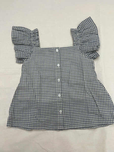 灰格刺繡荷葉上衣 image 1 of 0