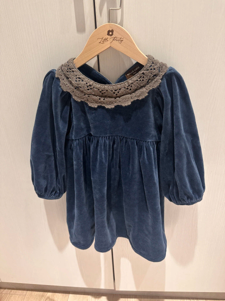 HELLO LUPO COI DRESS  BLUE VELOUR 4-5Y image 1 of 0
