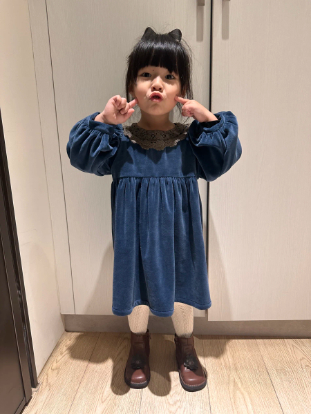 HELLO LUPO COI DRESS  BLUE VELOUR 4-5Y image 1 of 0
