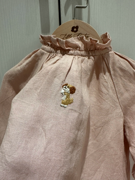 La Petite Alice 手工刺繡棉麻長袖洋裝 Layla 刺小詩限定刺繡蛋白糖的狗夠甜點師（92-98 image 1 of 0