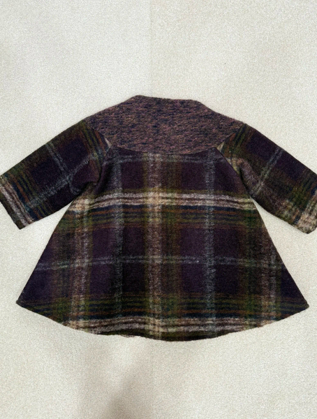 羊毛拼接澎澎大衣（紫色格紋） image 1 of 0