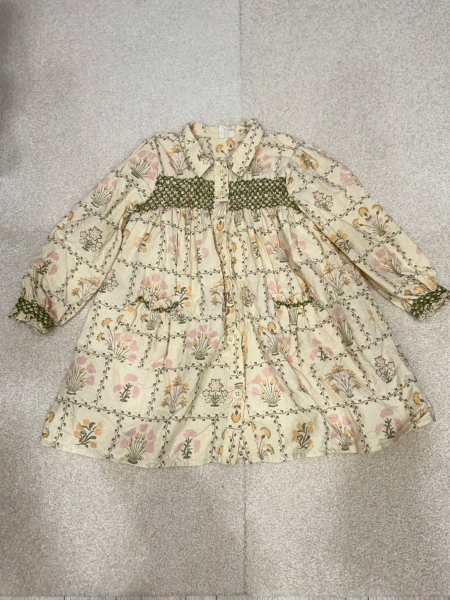 Apolina Aline Smock Shirtdress - Cabin Quilt Floral Cream 3-5y image 1 of 0