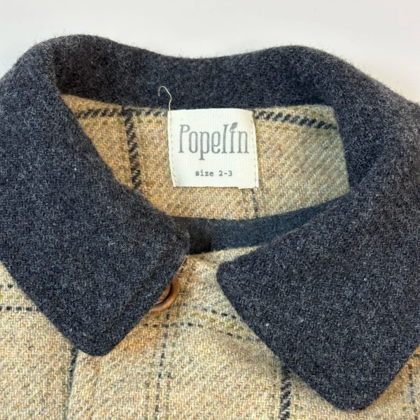 Popelin Plaid Woollen Coat with Collar 格紋混羊毛大衣 - Beige image 1 of 0