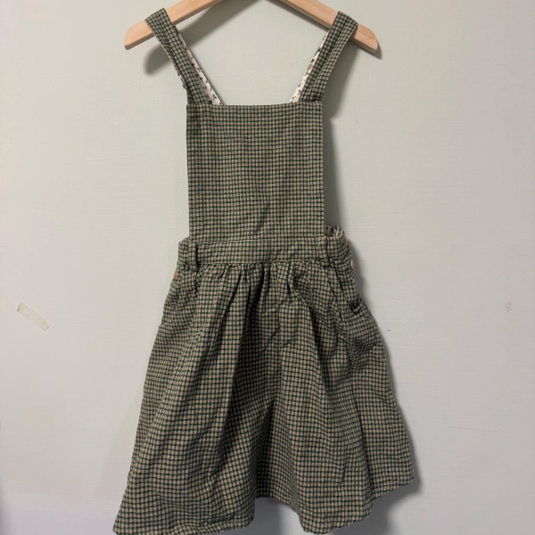 BEIGE AND GREEN COTTON OVERALL DRESS image 1 of 0