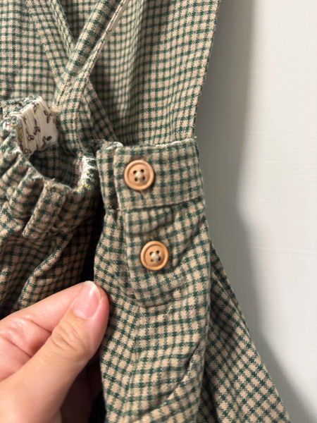 BEIGE AND GREEN COTTON OVERALL DRESS image 1 of 0