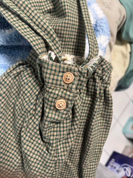BEIGE AND GREEN COTTON OVERALL DRESS image 1 of 0