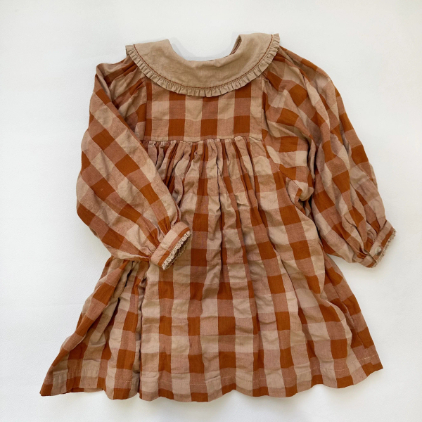 Lottie Dress-Seersucker Gingham in Russet image 1 of 0