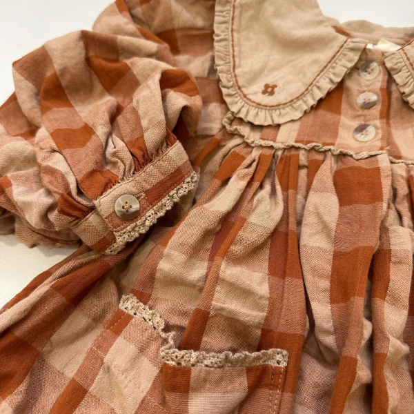 Lottie Dress-Seersucker Gingham in Russet image 1 of 0
