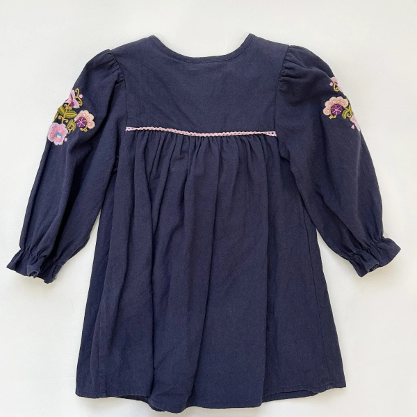 海軍藍刺繡花卉洋裝 image 1 of 0