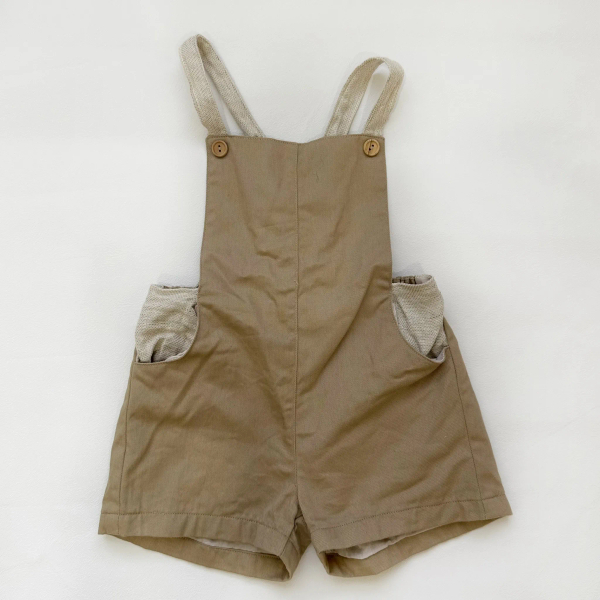 米褐連身吊帶短褲 image 1 of 0