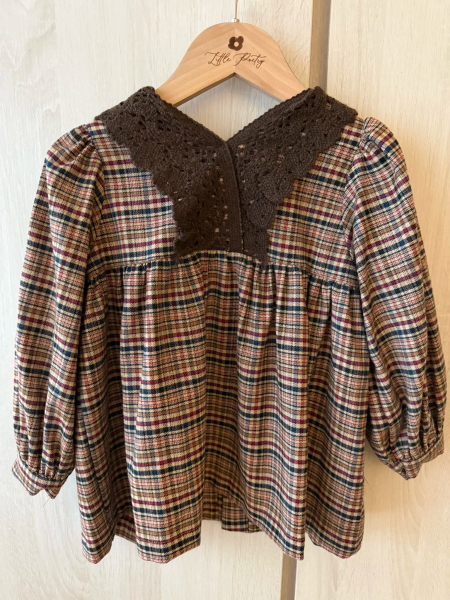 蕾絲格紋上衣洋裝 image 1 of 0