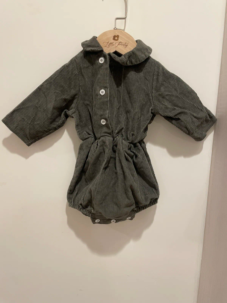 墨綠厚絨連身衣 image 1 of 0