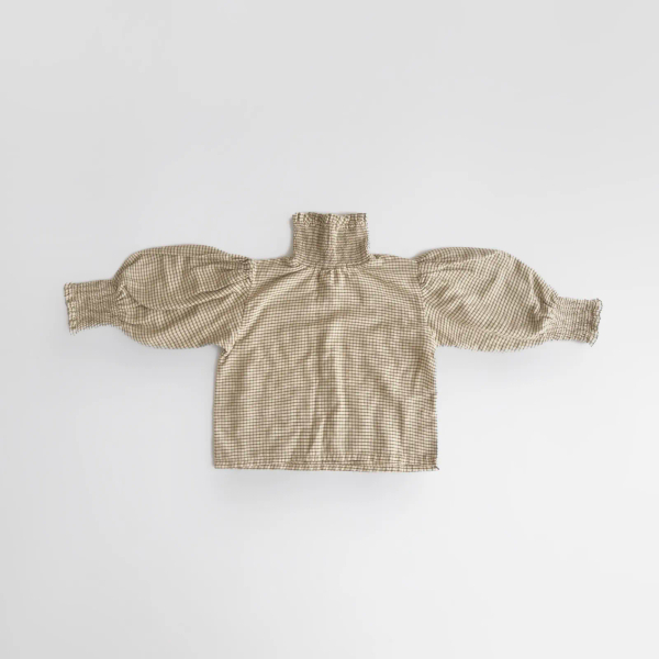 Liilu- Smocked Check Blouse 高領格紋上衣 image 1 of 0