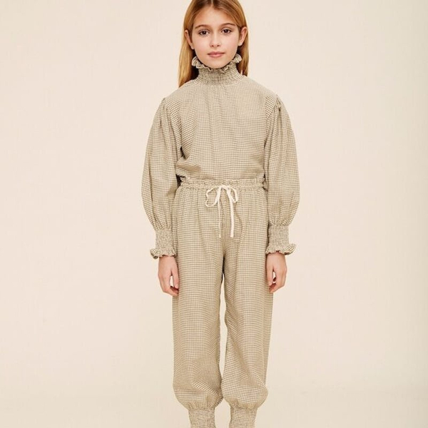 Liilu- Smocked Check Blouse 高領格紋上衣 image 1 of 0