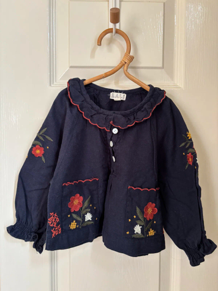 深藍色刺繡上衣 image 1 of 0