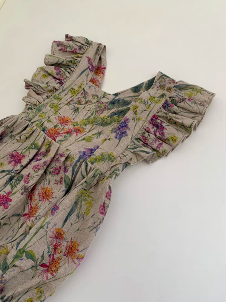 Linen Vintage Bubble Playsuit (Flowers Bloom) 花布荷葉包屁衣 image 1 of 0