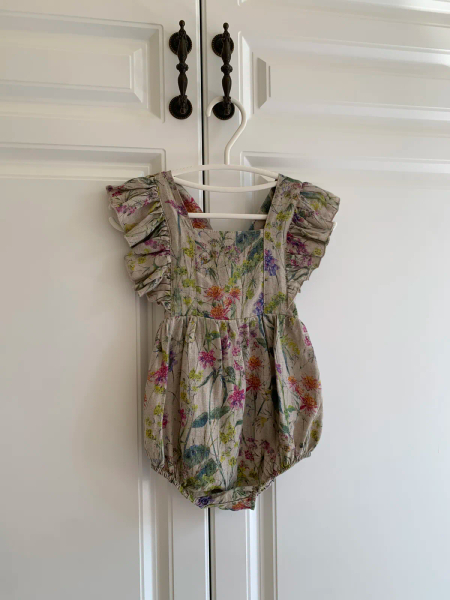 Linen Vintage Bubble Playsuit (Flowers Bloom) 花布荷葉包屁衣 image 1 of 0