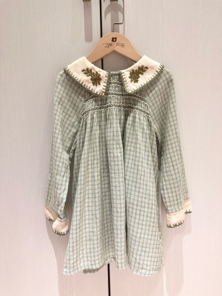 Apolina Hazel Tunic Dress - Worker Check Sage 3-5Y image 1 of 0
