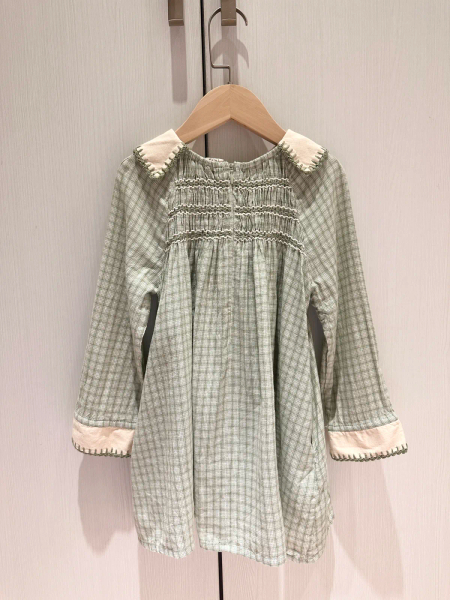 Apolina Hazel Tunic Dress - Worker Check Sage 3-5Y image 1 of 0
