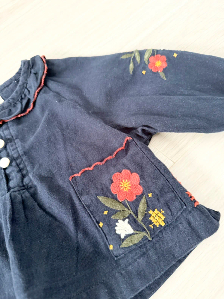 深藍色刺繡上衣 image 1 of 0