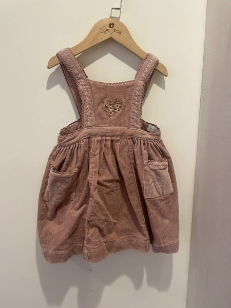 厚絨布刺繡小花吊帶裙 image 1 of 0