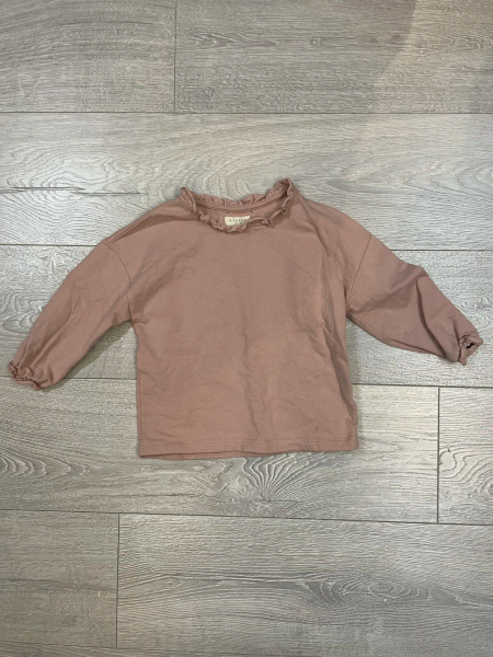 內磨毛玫瑰粉荷葉邊上衣 image 1 of 0