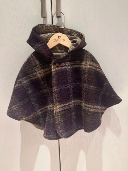 HELLO LUPO - Lupo poncho / purple check （2y image 1 of 0