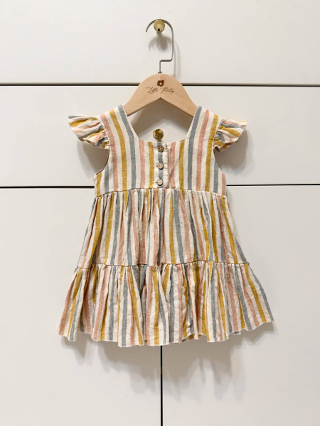 Button-Front Tiered Dress（Rainbow） image 1 of 0