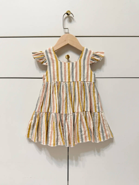Button-Front Tiered Dress（Rainbow） image 1 of 0