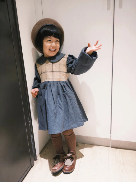 Popelin Dark Grey Two-Tone Dress With Baby Collar image 1 of 0