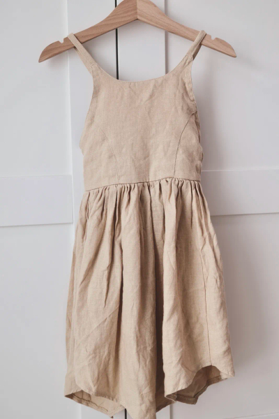 Melon Linen Dress with Asymmetric Hem image 1 of 0