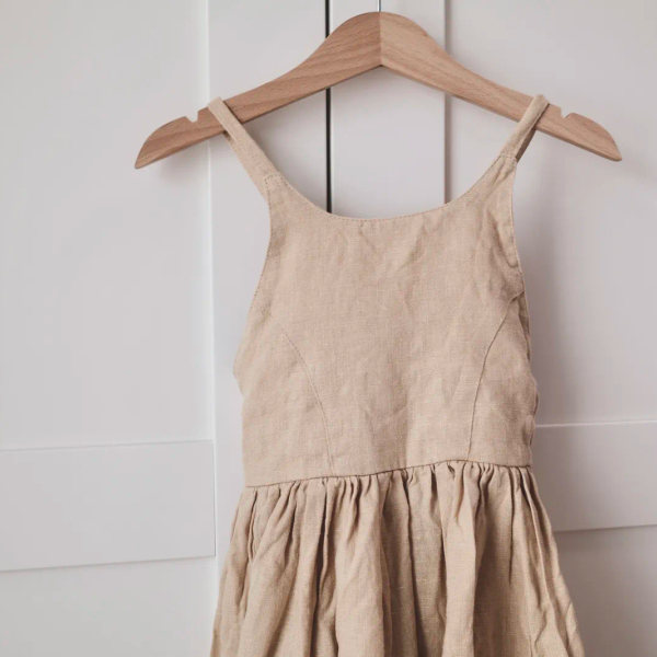 Melon Linen Dress with Asymmetric Hem image 1 of 0