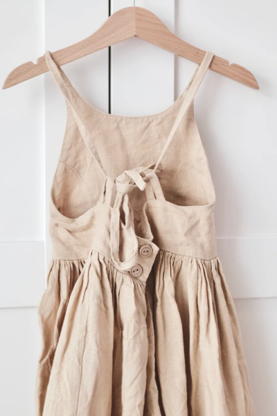 Melon Linen Dress with Asymmetric Hem image 1 of 0